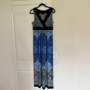 AB Studio Blue Patterned Maxi Dress